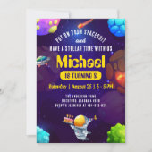 Astronaut Space Galaxy UFO Birthday Invitation Kaart (Voorkant)