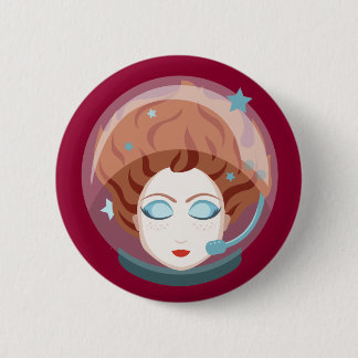 Astronaut Space Girl Button