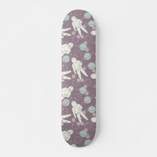 Astronaut Space Planets Paars Blue Pattern Skateboard