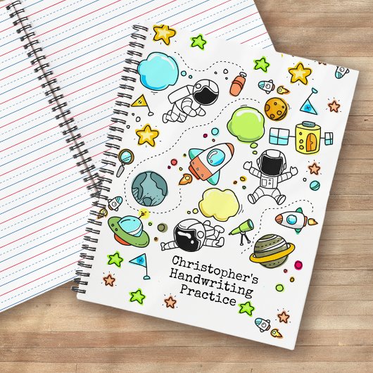 Astronaut Space Rockets handschrift Notitieboek