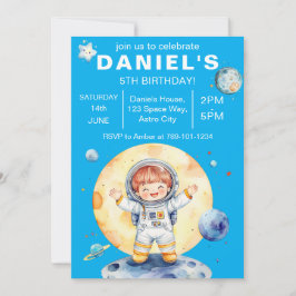 Astronaut Space-Theme Custom Birthday Party Kaart
