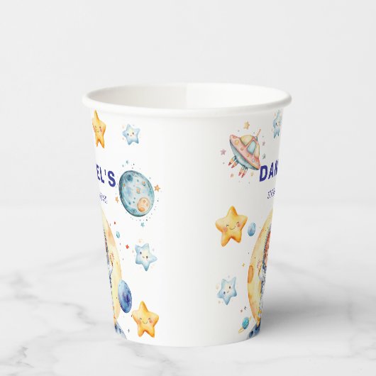 Astronaut Space-Theme Custom Birthday Party Papieren Bekers (Links)