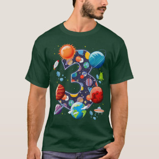 Astronaut Space Theme Partij 3 jaar oude verjaarda T-shirt