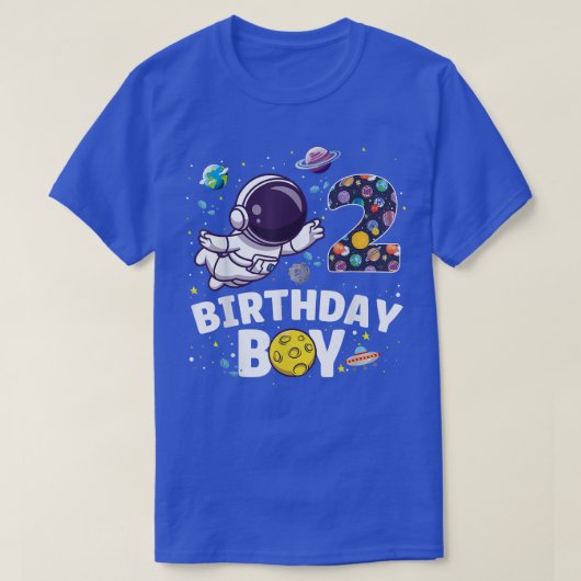 Astronaut Space Theme Party 2 YYYYY Old Birthday B T-shirt (Design voorkant)