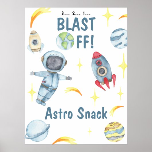 Astronaut Space Verjaardag Astro Snack Poster (Voorkant)