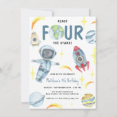 Astronaut Space vierde verjaardag Kaart (Voorkant)