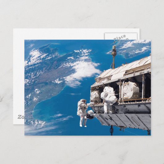 Astronaut Space Walk Boven Aarde Briefkaart (Voorkant / Achterkant)
