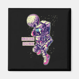 Astronaut Spaceman Basketbalspeler Dunking Moon Magneet