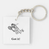 Astronaut Spaceman Tennis Player met tekst Sleutelhanger (Achterkant)