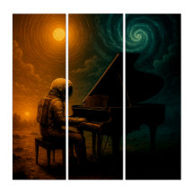 Astronaut speelt piano in Split Reality - Surreali