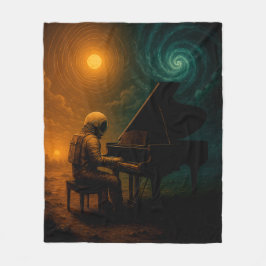 Astronaut speelt piano in Split Reality - Surreali Fleece Deken