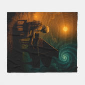 Astronaut speelt piano in Split Reality - Surreali Fleece Deken (Voorkant (Horizontaal))