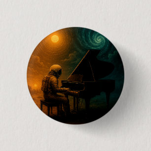 Astronaut speelt piano in Split Reality - Surreali Ronde Button 3,2 Cm