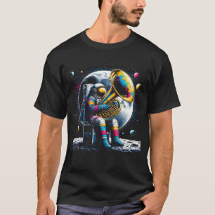 Astronaut speelt Tuba in Space Tuba Player T-shirt