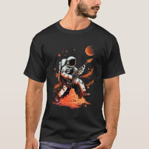 Astronaut Spelen E-Gitaar Ruimte Jammen T-shirt