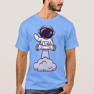 Astronaut start ruimte in en drijft hand-hand-cart t-shirt