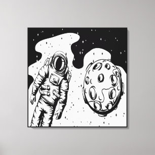 Astronaut Status op Gespannen Canvasprint Canvas Afdruk