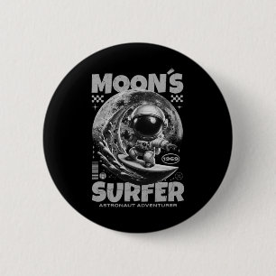 Astronaut Surfer Ontwerp, Maan Surfen Ruimte Kosmi Ronde Button 5,7 Cm