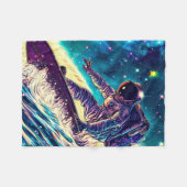 ASTRONAUT SURFING ON RIDE THE COSMIC WAVES FLEECE DEKEN (Voorkant (Horizontaal))