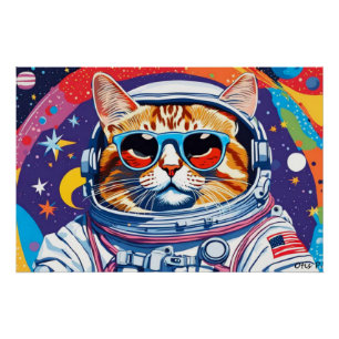 ASTRONAUT TABBY CAT 3 PERFECT POSTER