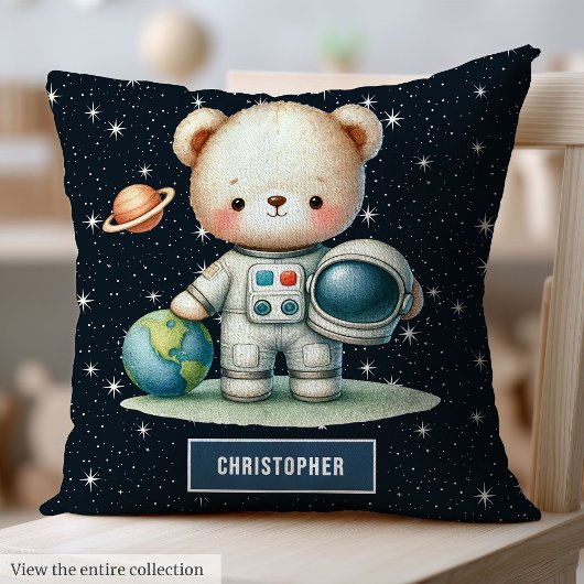 Astronaut Teddy Bear Baby Coussin Personnalisé