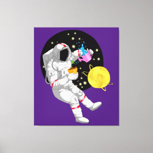 Astronaut tegen kosmische achtergrond canvas afdruk