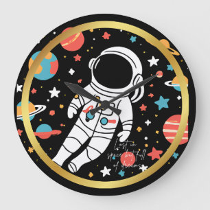 Astronaut-thema Ronde Muur Klok met Hemelse
