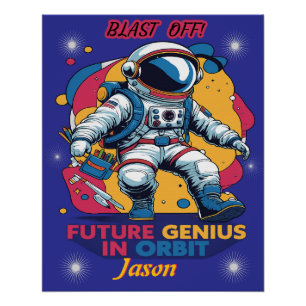 Astronaut - Toekomstige Genie in een baan om de aa Perfect Poster