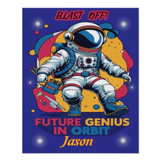 Astronaut - Toekomstige Genie in een baan om de aa Perfect Poster (Voorkant)