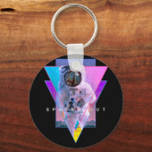 Astronaut uit esthetische dampgolf buiten de ruimt sleutelhanger (Voorkant)