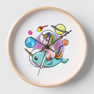Astronaut Unicorn Riding Narwhal Space Universe