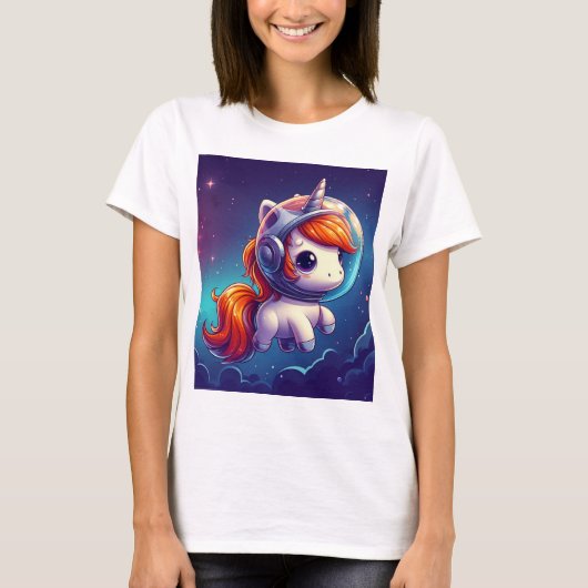 Astronaut Unicorn Vrouwen Basic T-shirt (Voorkant)