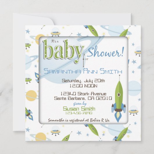 Astronaut vaisseau spatial Invitations de douche p (Dos)