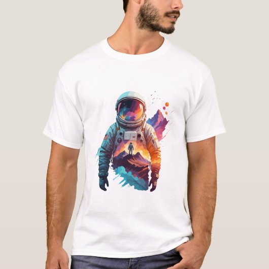 Astronaut Vector Art Space Discovery T-shirt (Voorkant)