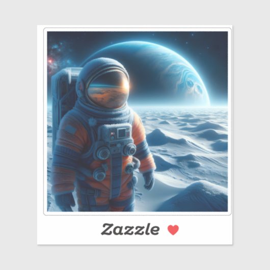 Astronaut verkent het ijzige terrein van een buite sticker (Vel)