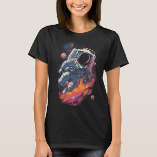 Astronaut Verloren in Galaxy Achtergrond T-shirt