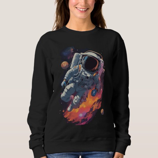 Astronaut Verloren in Galaxy Achtergrond Trui (Voorkant)