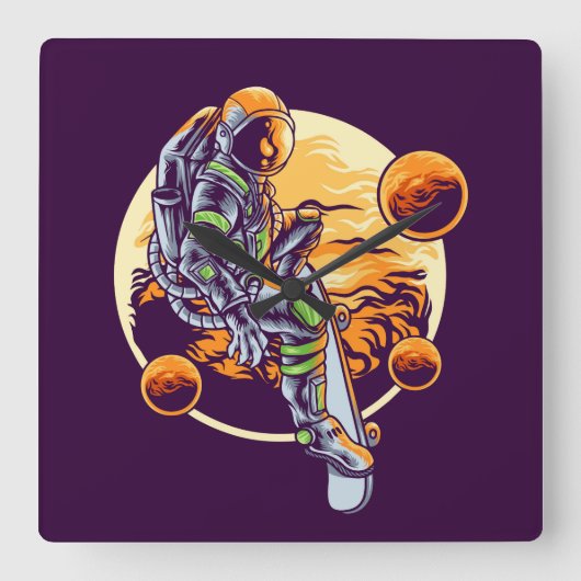 Astronaut  vierkante klok (Voorkant)