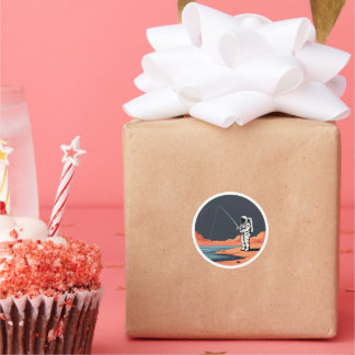 Astronaut Vist Galaxy Space Party Rocket Ronde Sticker