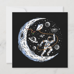 Astronaut vliegt met een vlieger op de maan