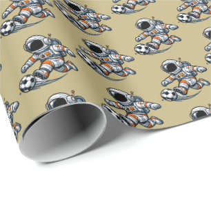 Astronaut Voetbal Cadeaupapier