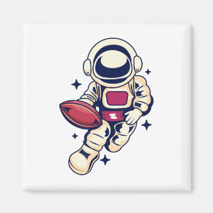 Astronaut Voetbal Space Sport Fun Cool Herfst Magneet