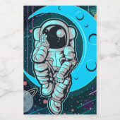 astronaut volledige kleur wijn etiket (Enkel label)