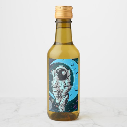 astronaut volledige kleur wijn etiket (Voorkant)