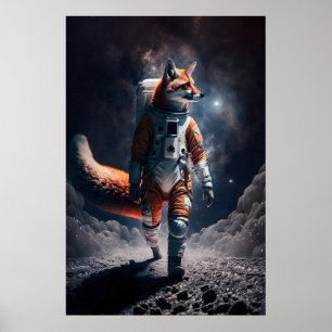 Astronaut Vos Kunstprint Grappig Dier Ruimtepak Poster