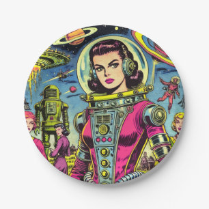 Astronaut vrouw Sci-Fi Comics Papieren Bordje