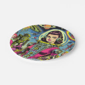 Astronaut vrouw  Sci-Fi Comics Papieren Bordje (Gekanteld)