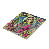 Astronaut vrouw Sci-Fi Comics Tegeltje (Zijkant)