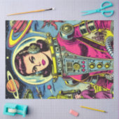 Astronaut vrouw Sci-Fi Comics Tissuepapier (Craft)