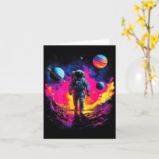 Astronaut Walking In Galaxy Outer Space Explorer S Kaart (Gele Bloem)
